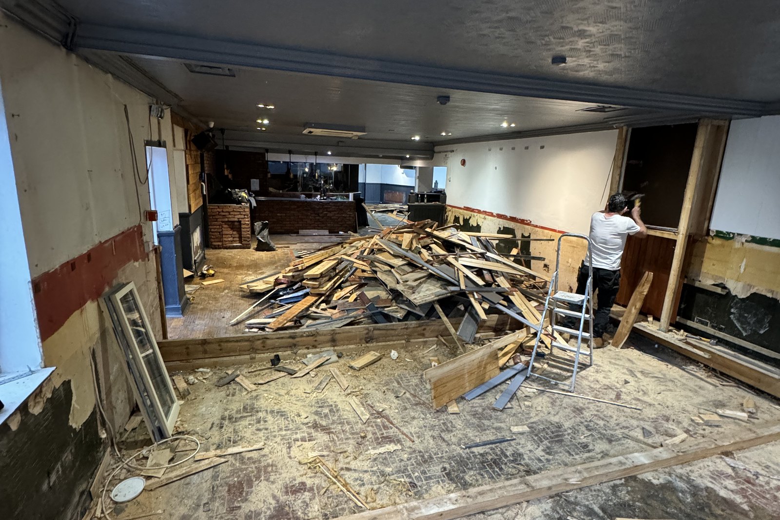 Restaurant interior during strip-out